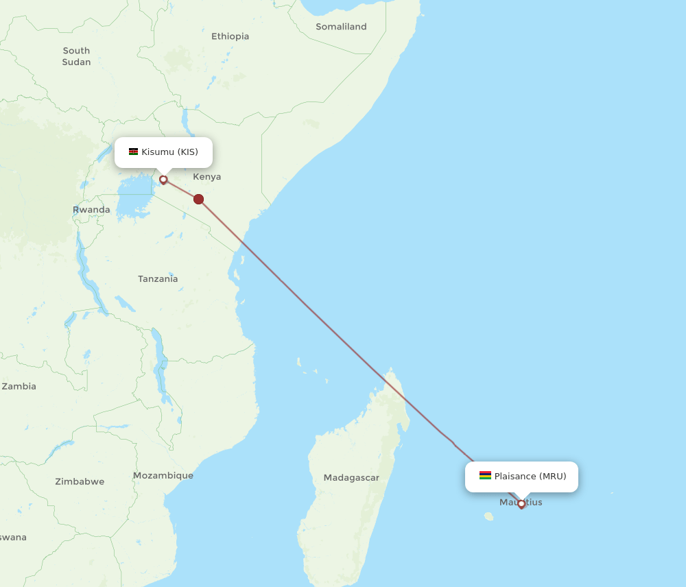 KIS-MRU flight routes