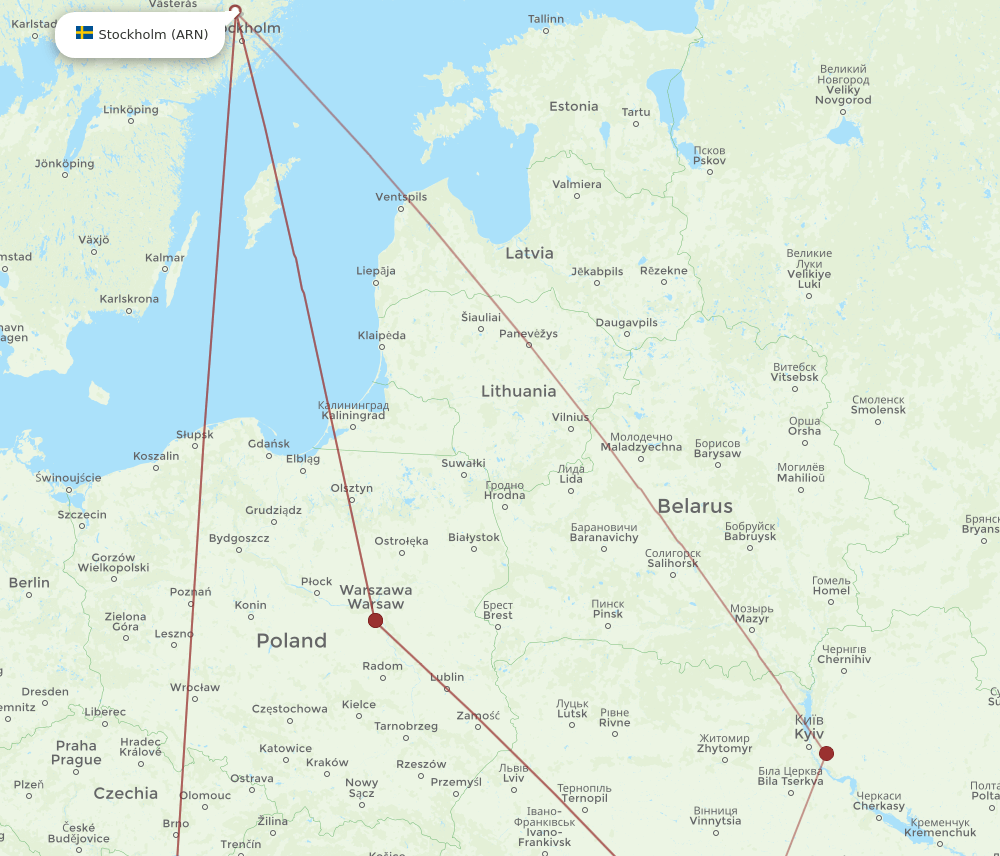 KIV to ARN flights and routes map