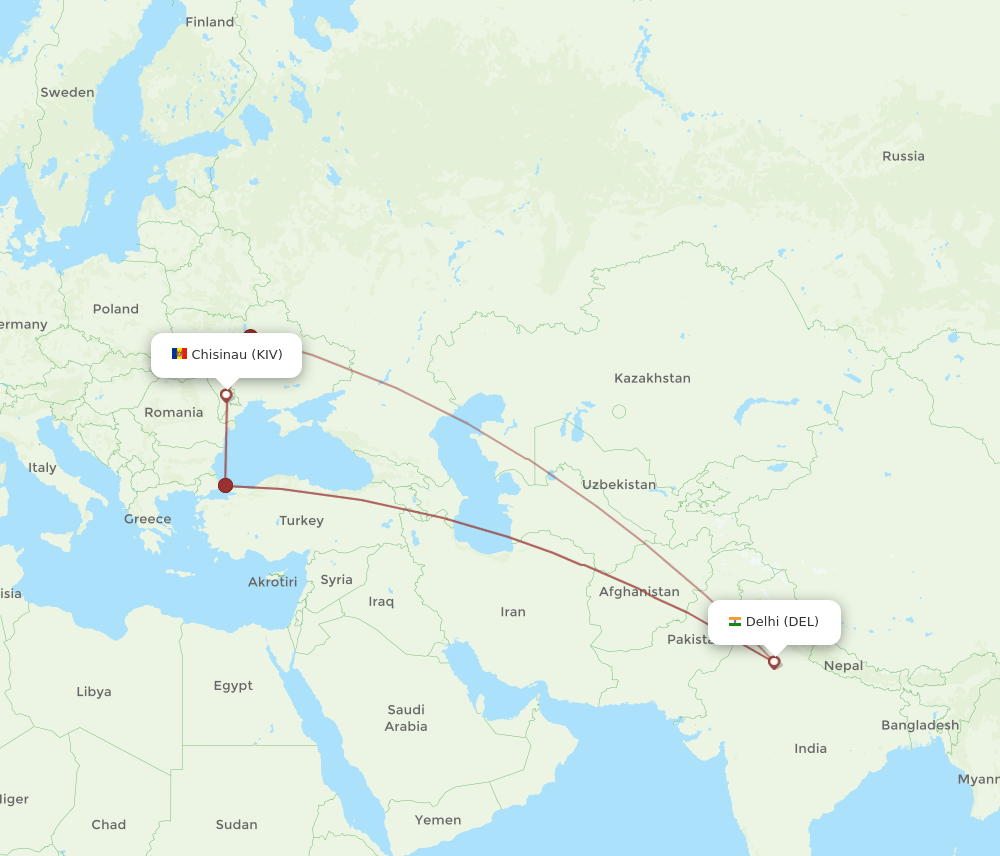 KIV to DEL flights and routes map