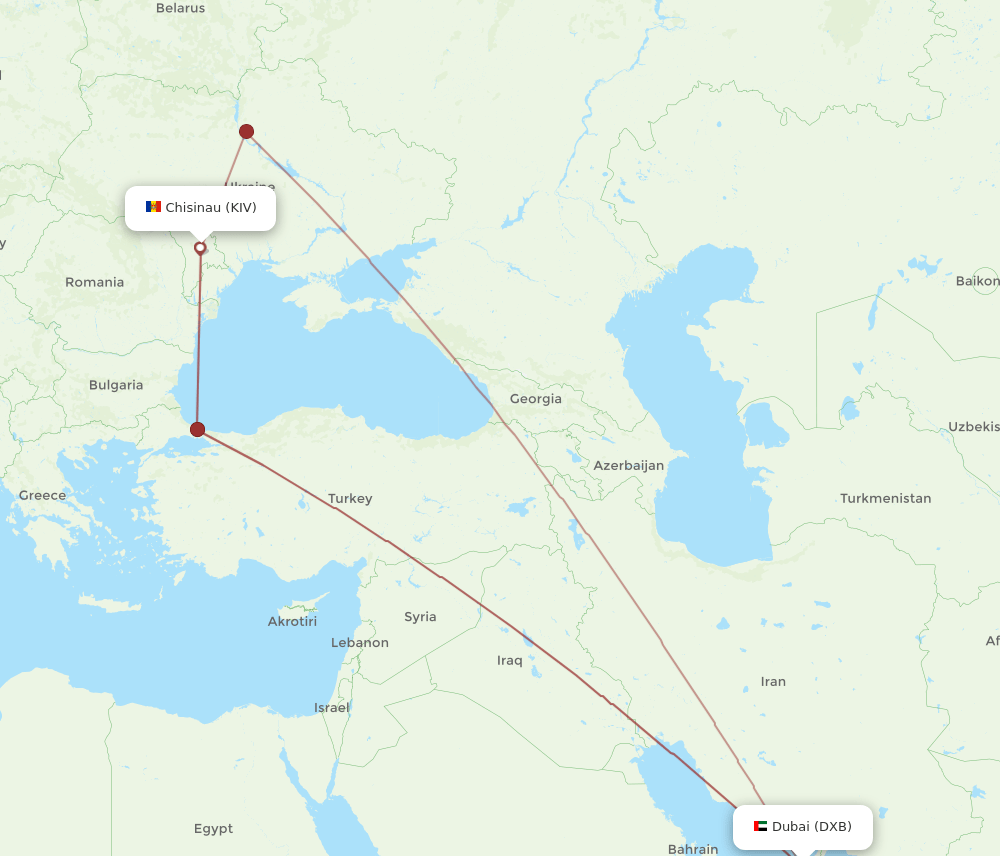 KIV to DXB flights and routes map