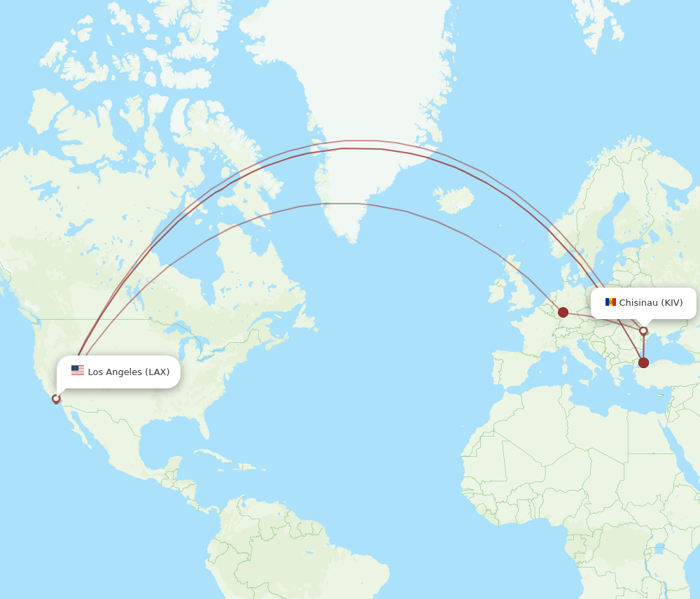 KIV to LAX flights and routes map