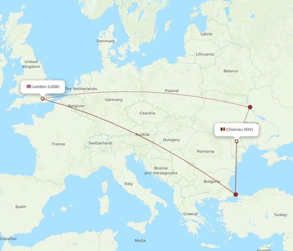 KIV to LGW flights and routes map