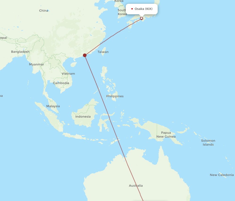 KIX-ADL flight routes