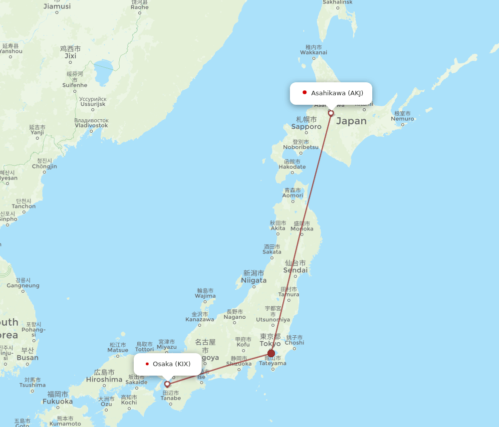 KIX-AKJ flight routes