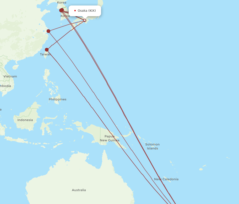 KIX-AKL flight routes