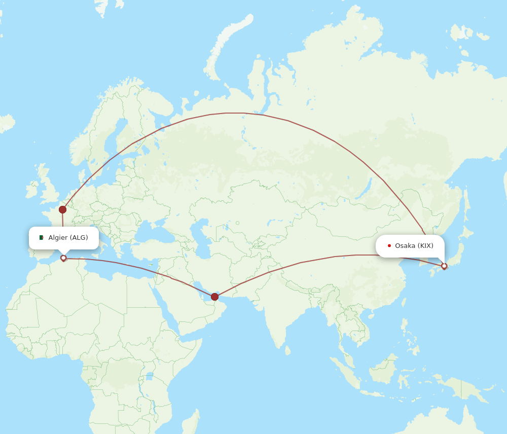 KIX-ALG flight routes