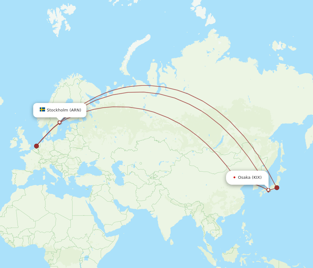KIX-ARN flight routes