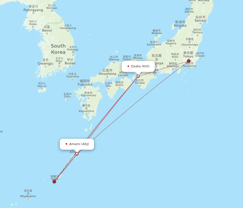 KIX-ASJ flight routes