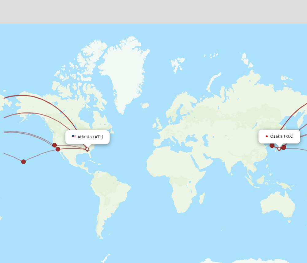 KIX to ATL flights and routes map