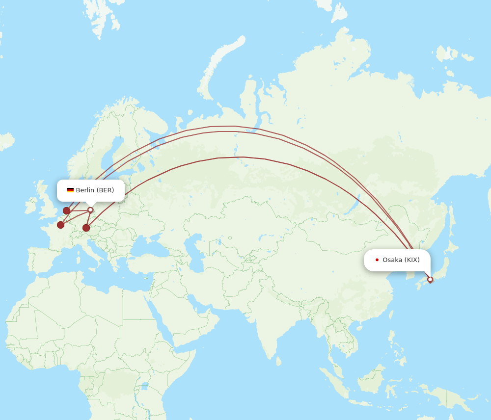 KIX to BER flights and routes map