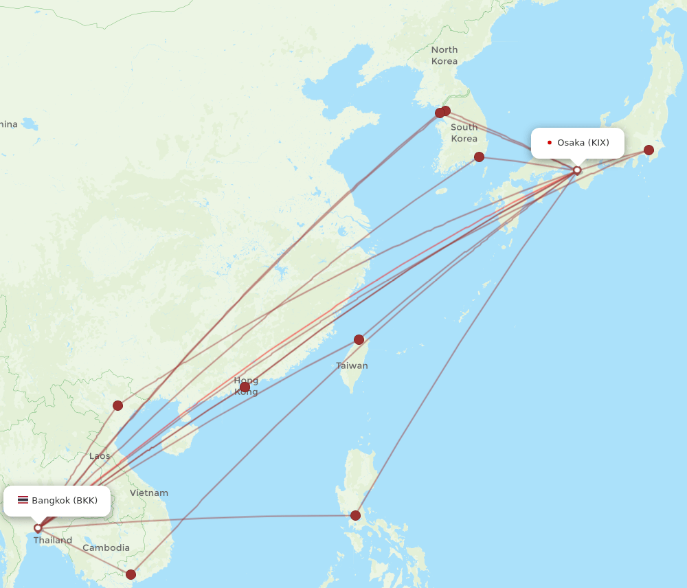 KIX-BKK flight routes