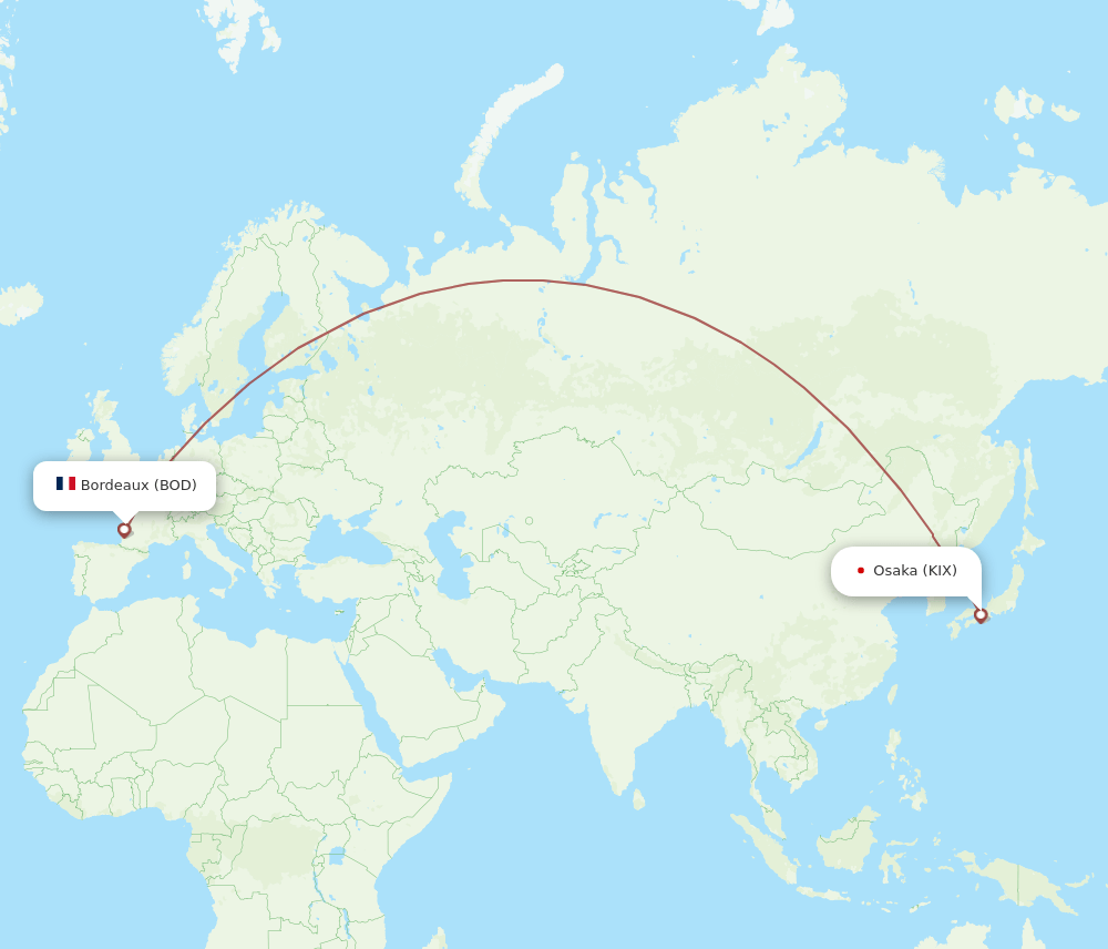 KIX-BOD flight routes