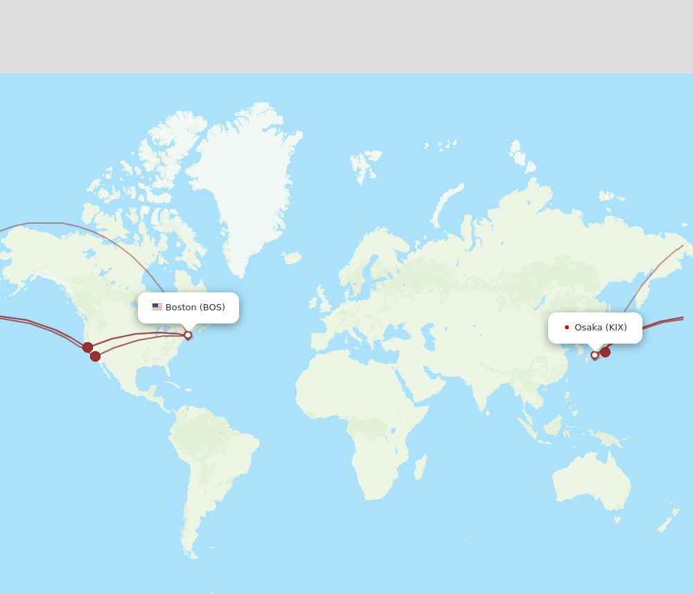 KIX-BOS flight routes
