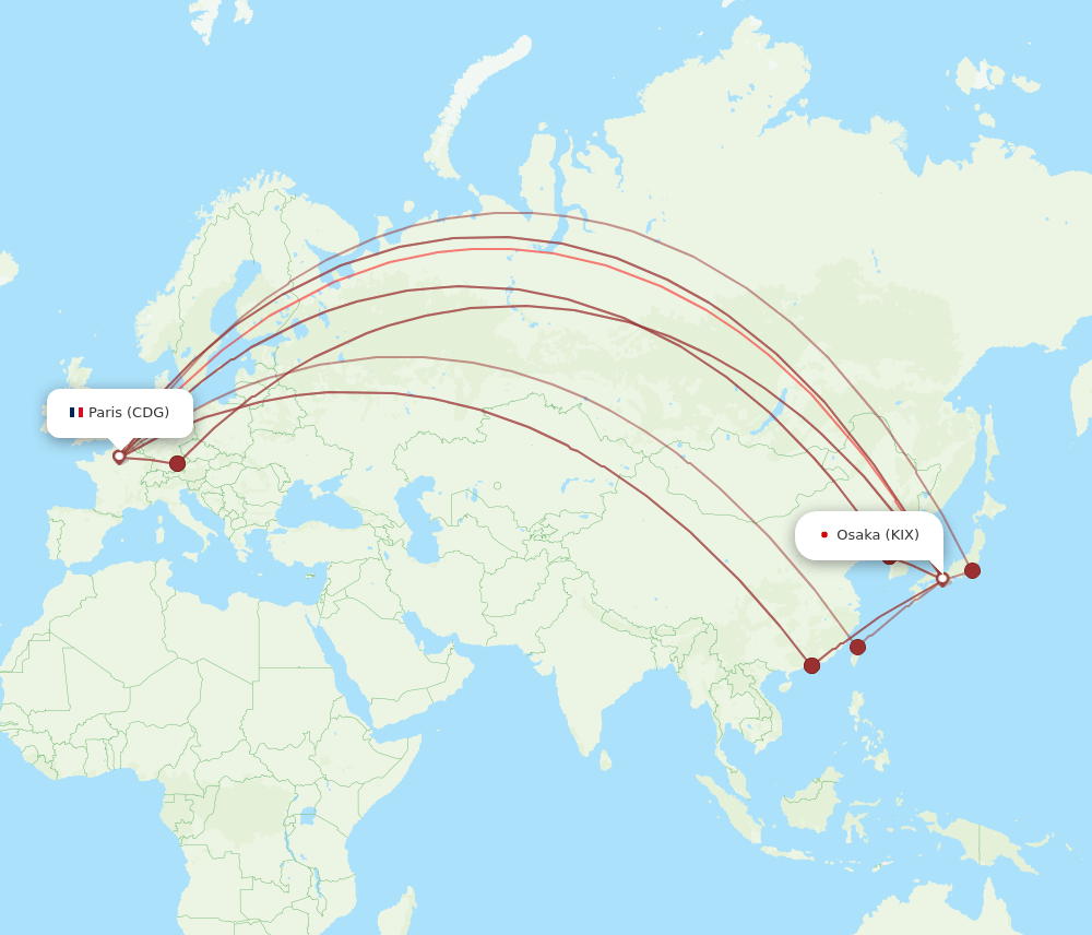 KIX-CDG flight routes