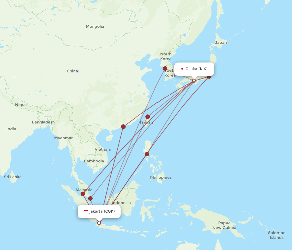 KIX-CGK flight routes