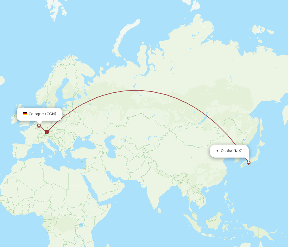 KIX-CGN flight routes