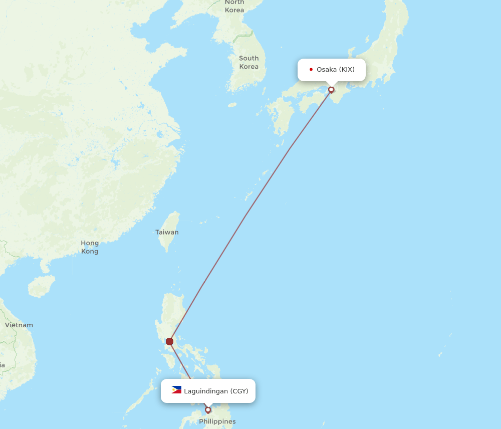 KIX-CGY flight routes