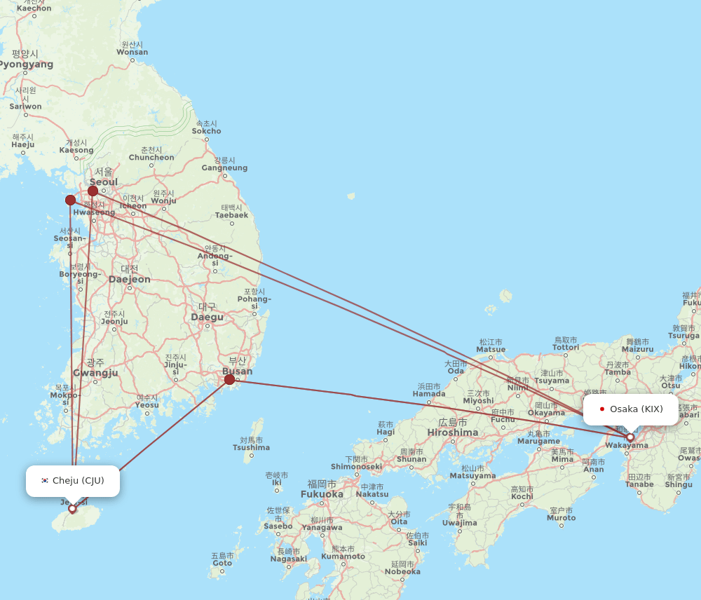 KIX-CJU flight routes