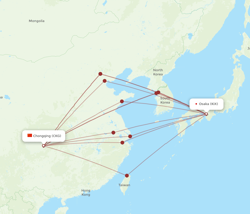 KIX-CKG flight routes