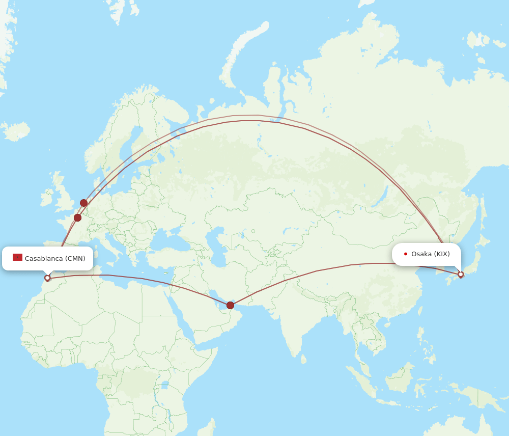 KIX-CMN flight routes