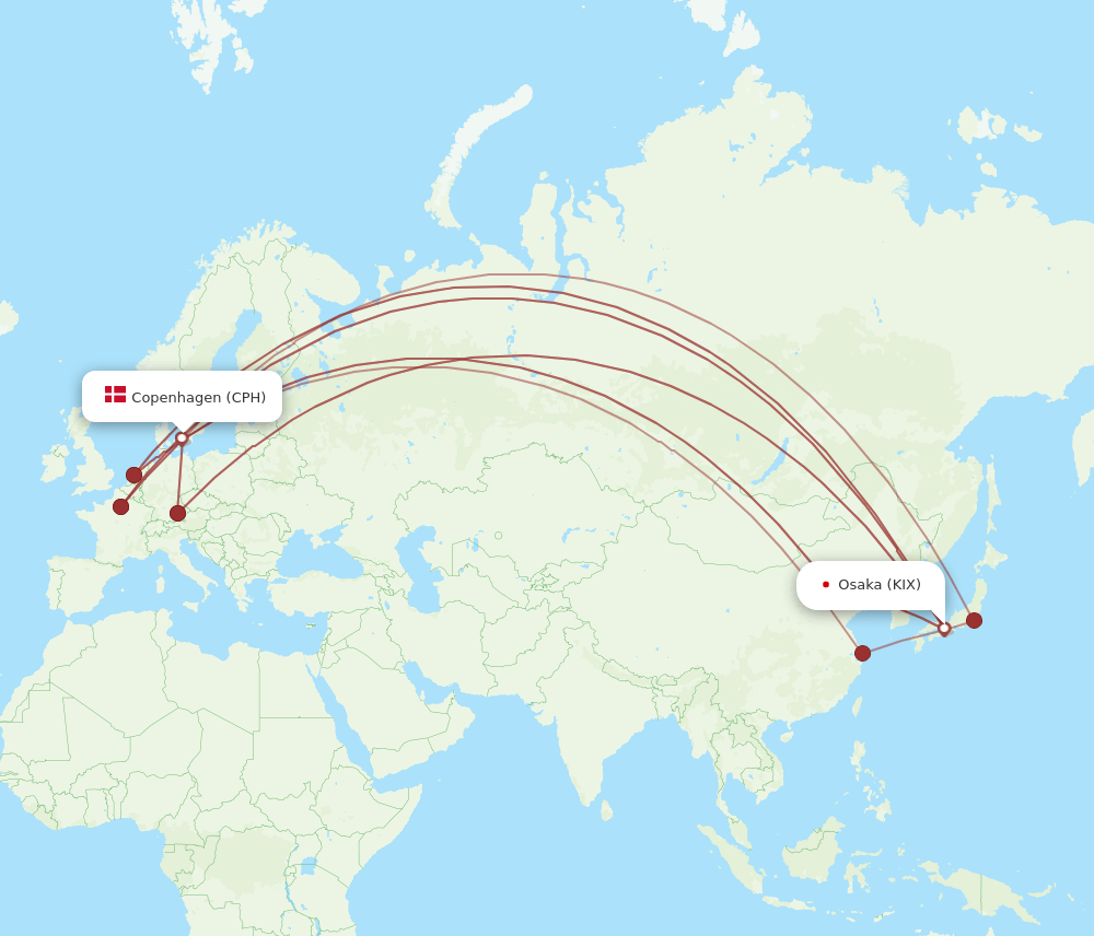 KIX-CPH flight routes