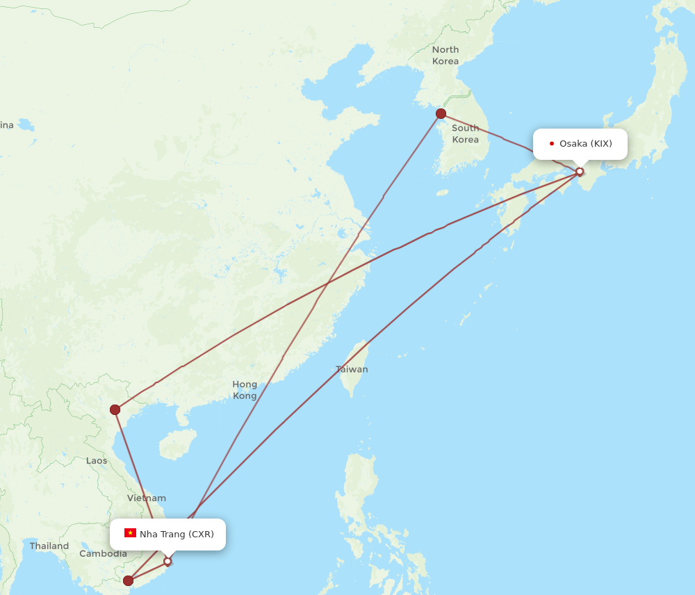 KIX to CXR flights and routes map