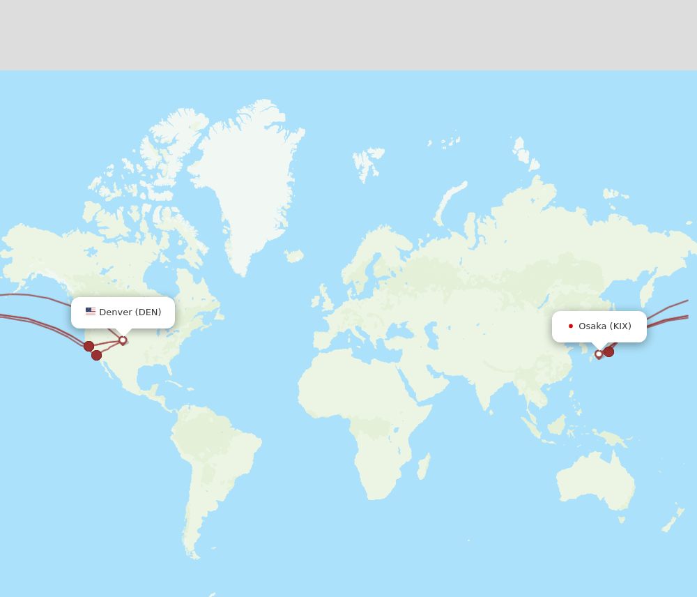 KIX to DEN flights and routes map