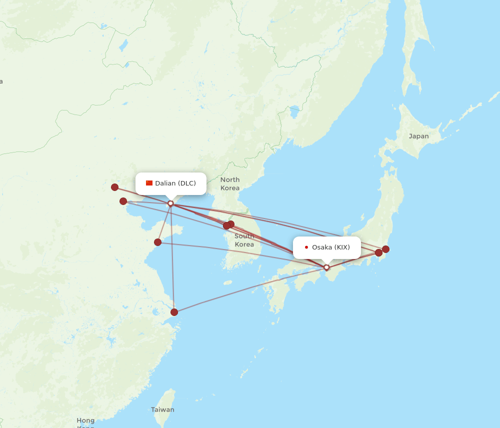 KIX-DLC flight routes