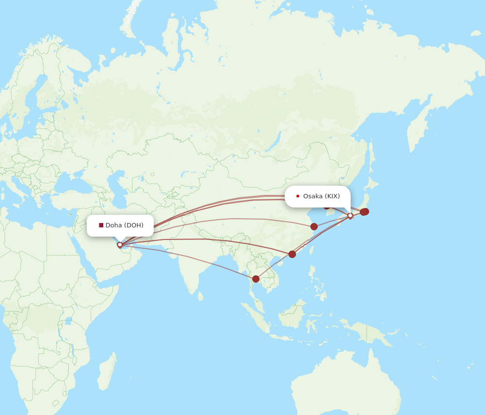 KIX-DOH flight routes