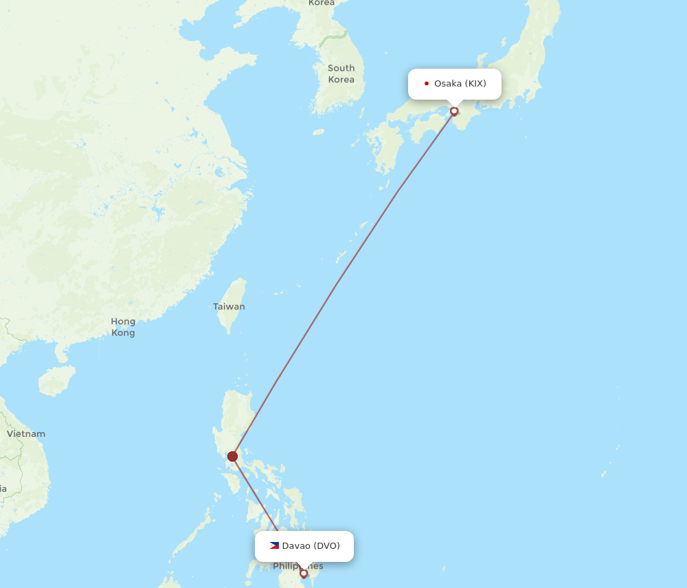 KIX-DVO flight routes