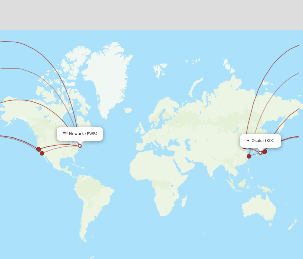 KIX to EWR flights and routes map