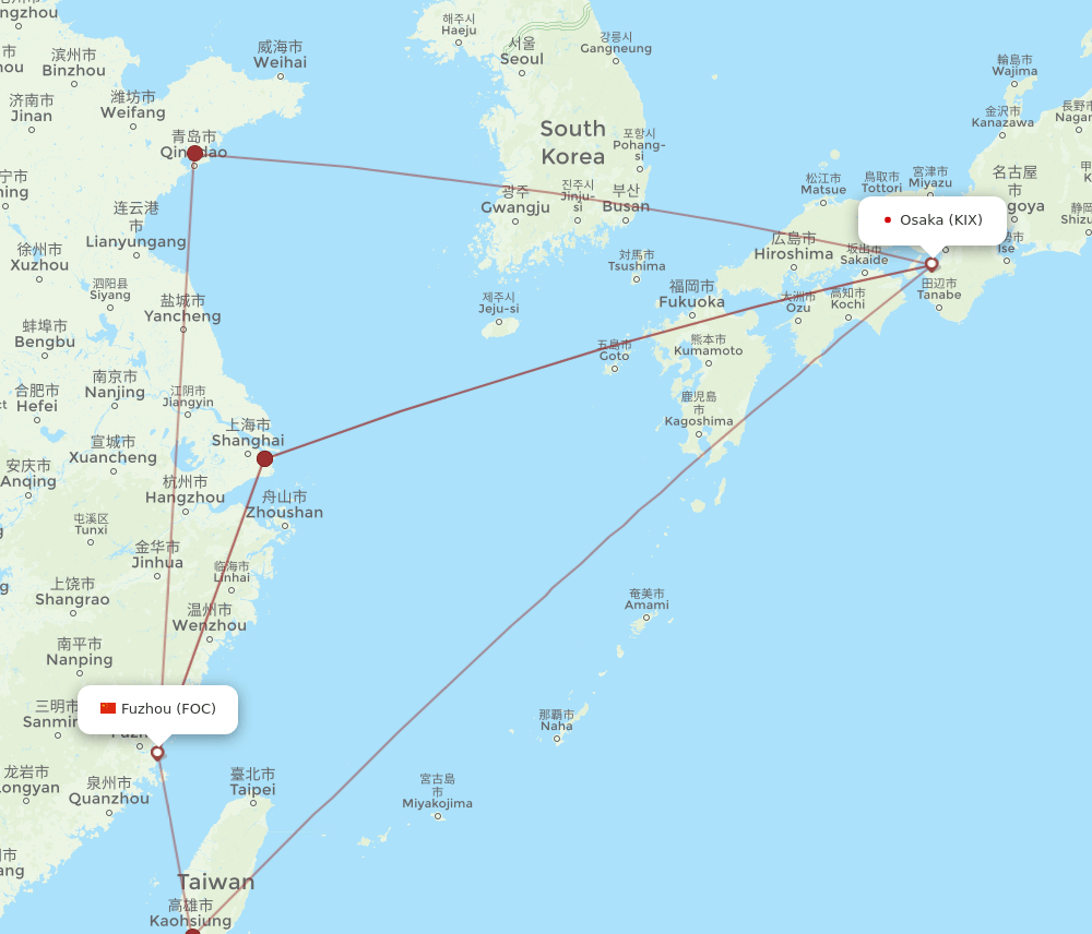 KIX-FOC flight routes