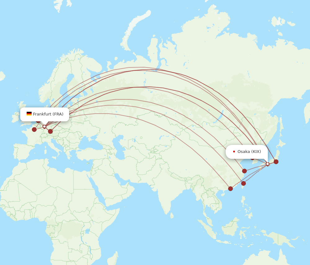 KIX to FRA flights and routes map