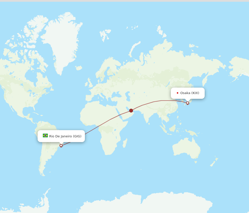 KIX-GIG flight routes