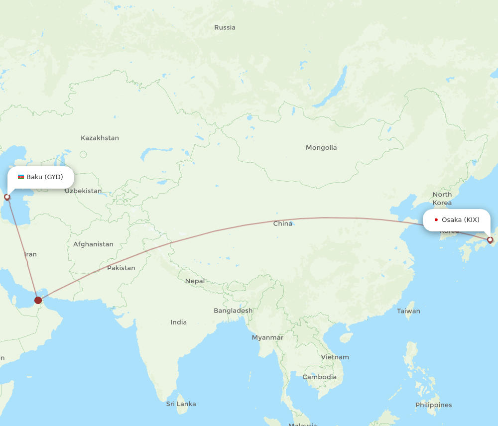 KIX-GYD flight routes