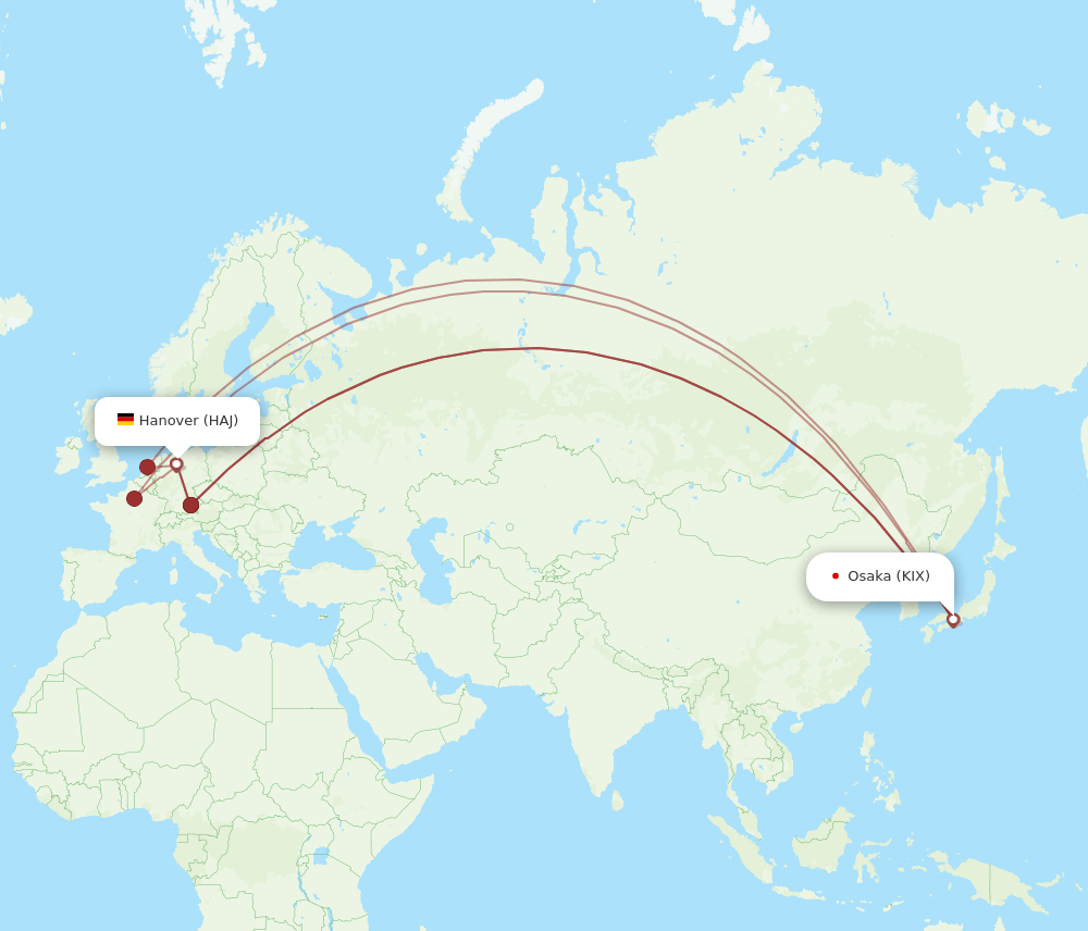 KIX-HAJ flight routes