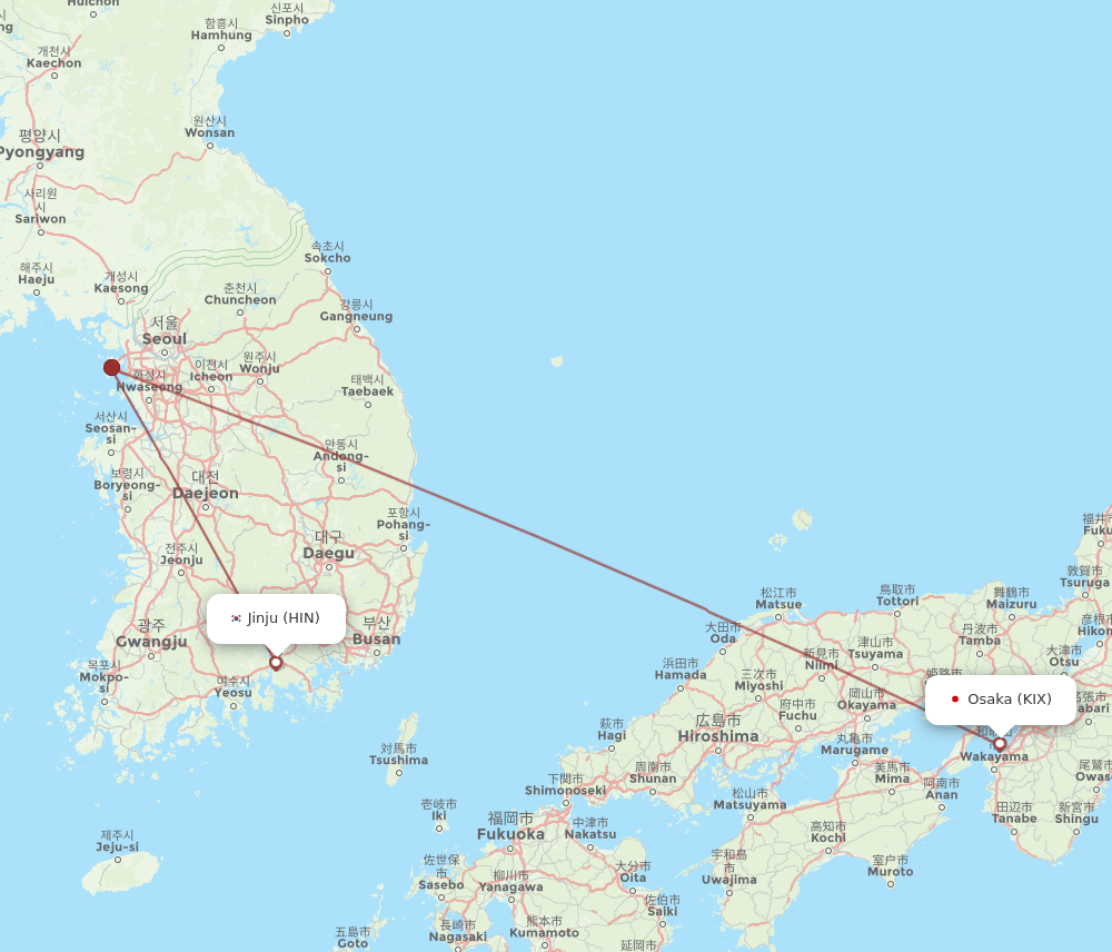 KIX-HIN flight routes