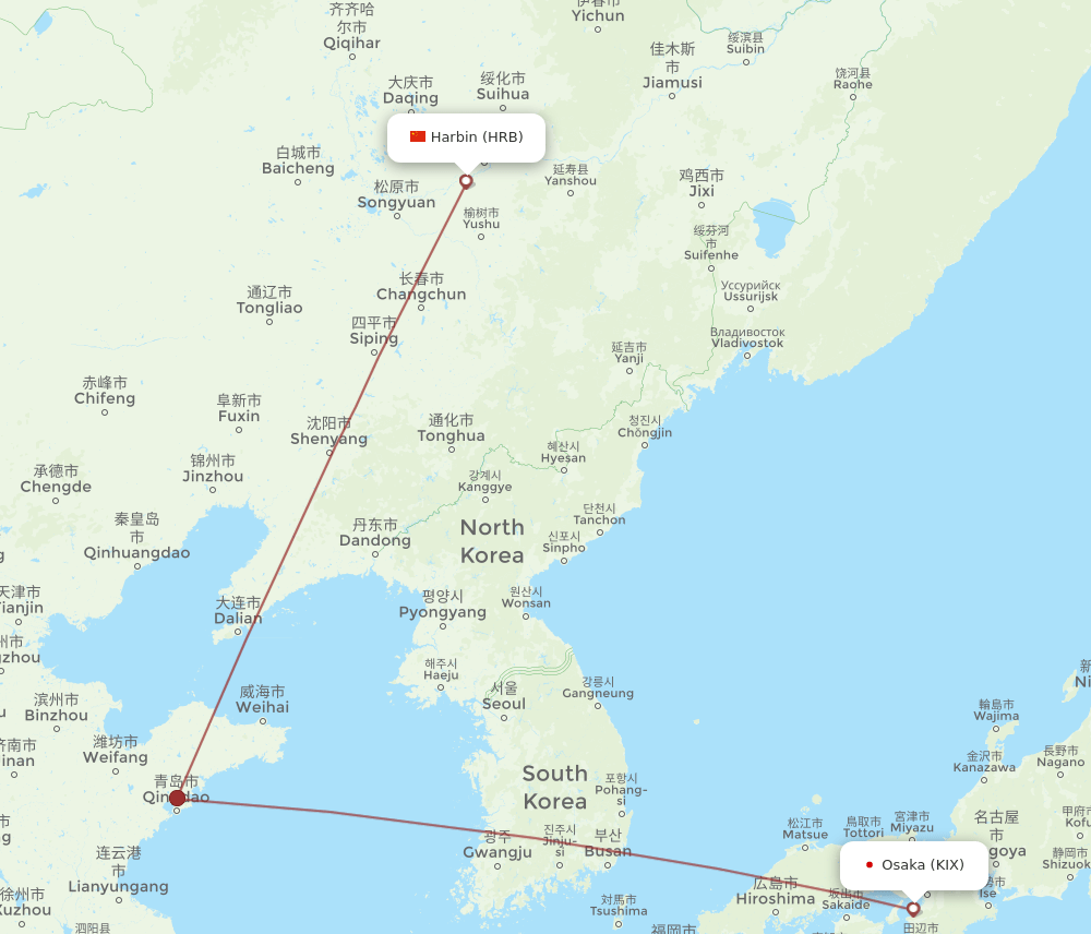 KIX-HRB flight routes