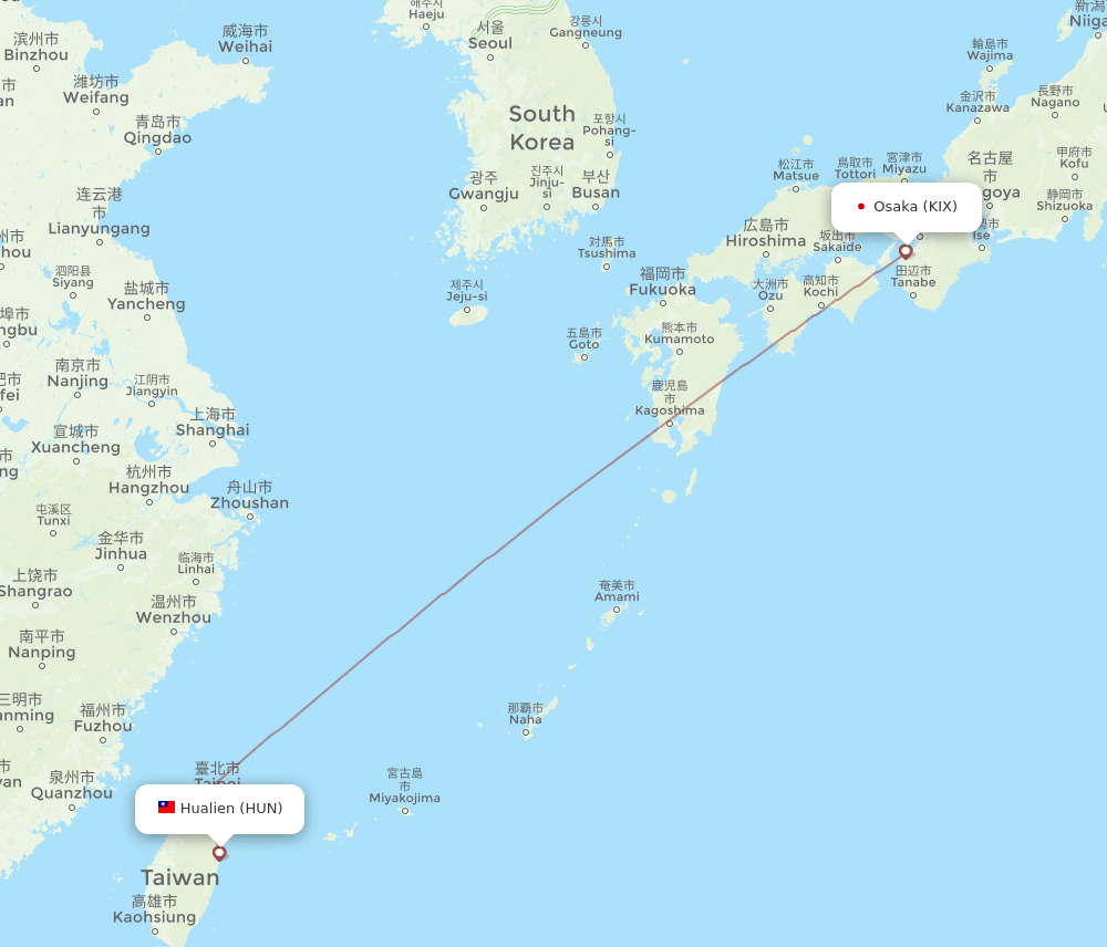 KIX-HUN flight routes