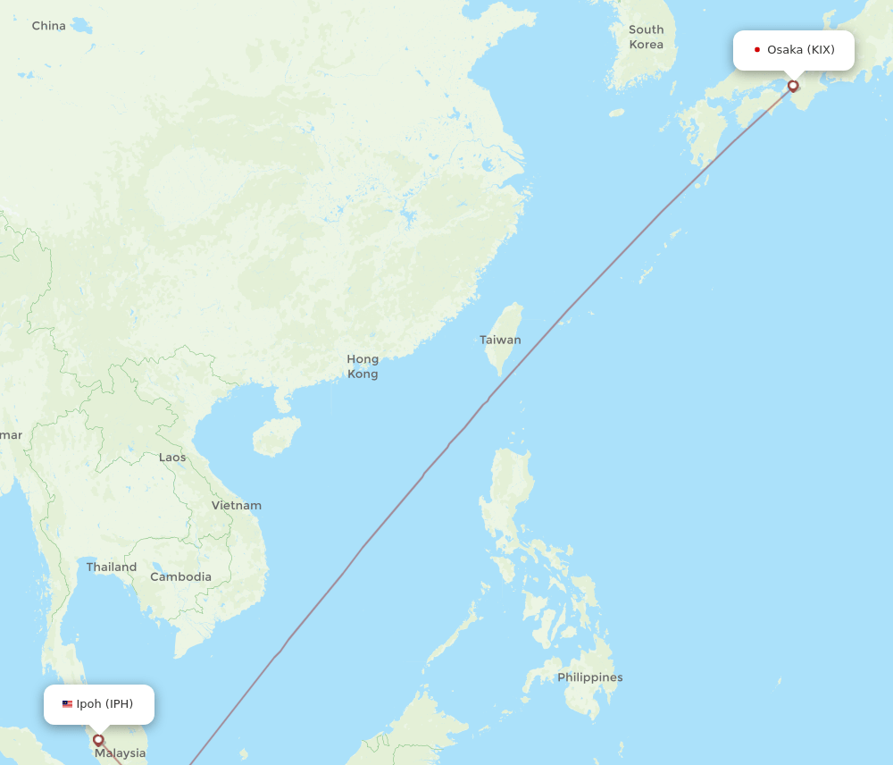 KIX to IPH flights and routes map