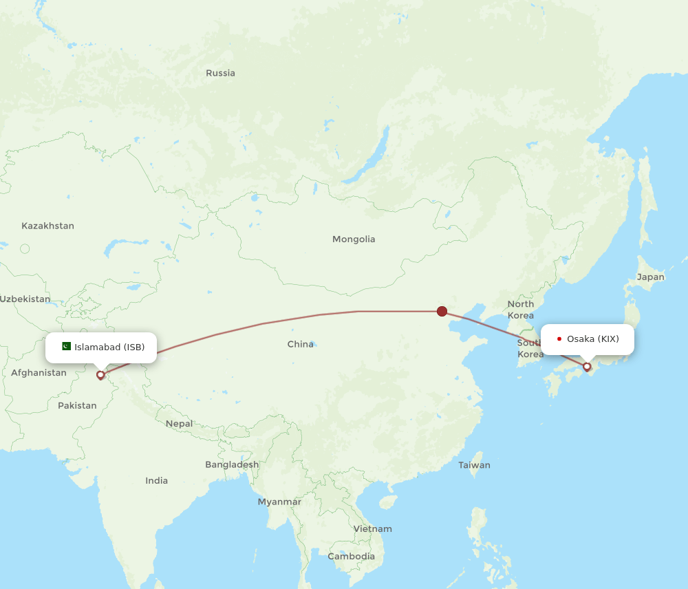 KIX-ISB flight routes