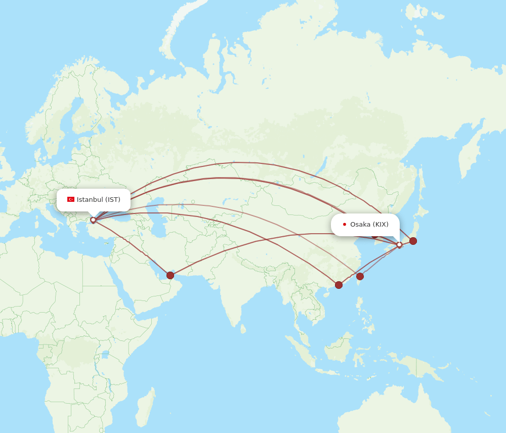 KIX-IST flight routes