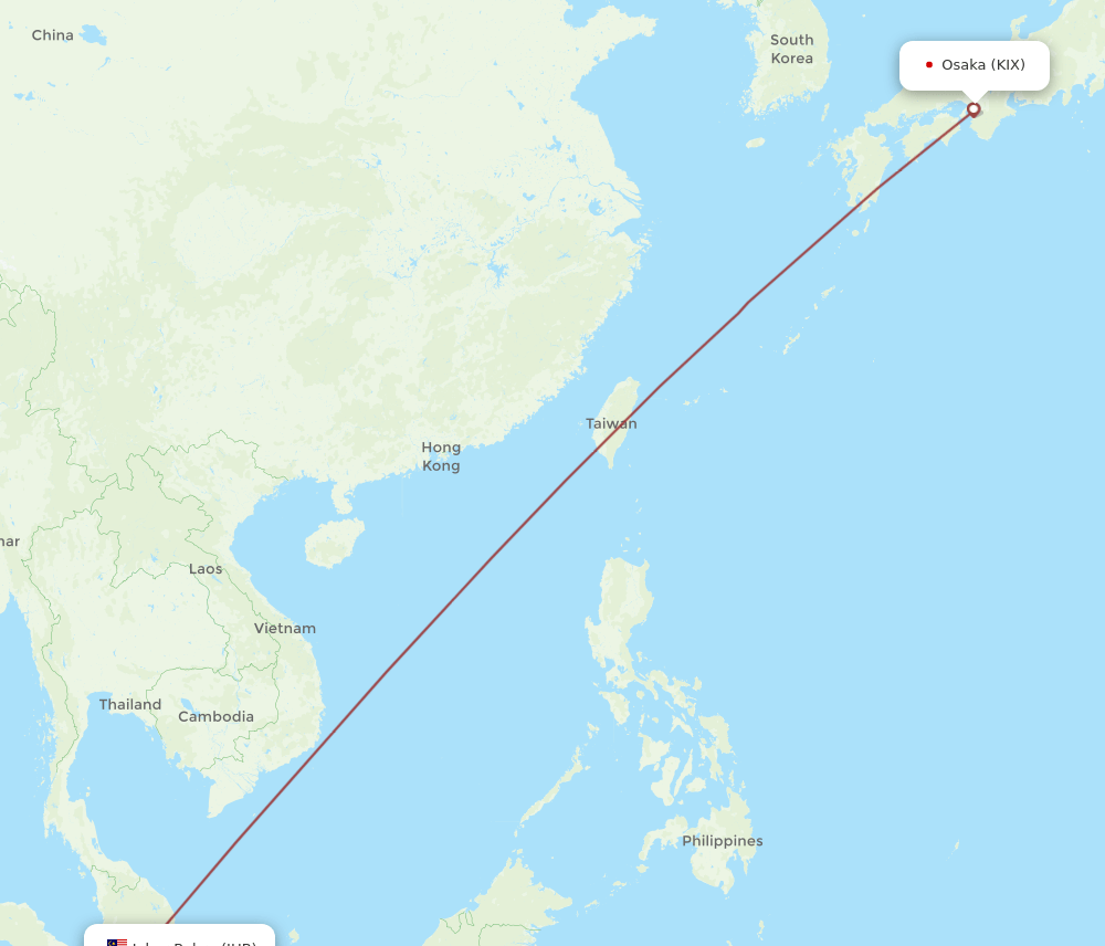 KIX to JHB flights and routes map