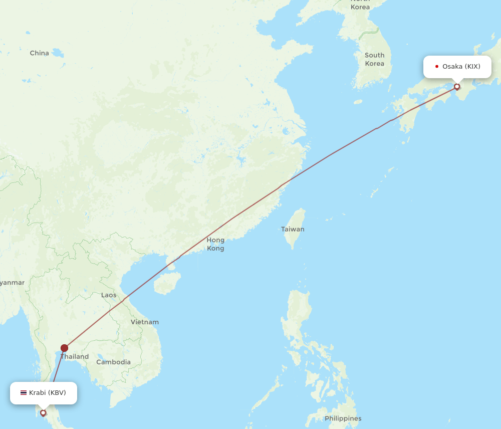 KIX to KBV flights and routes map