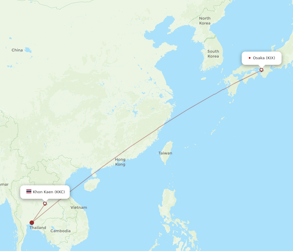 KIX-KKC flight routes
