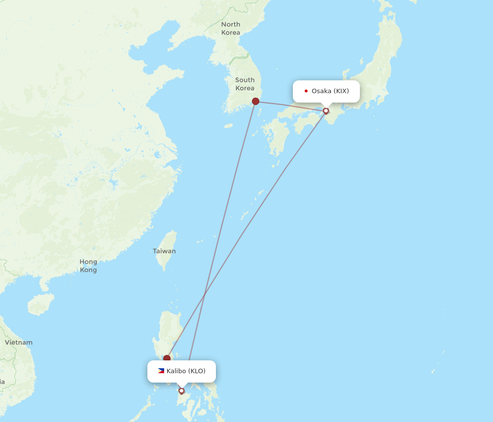 KIX-KLO flight routes