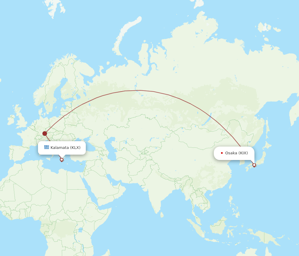 KIX to KLX flights and routes map