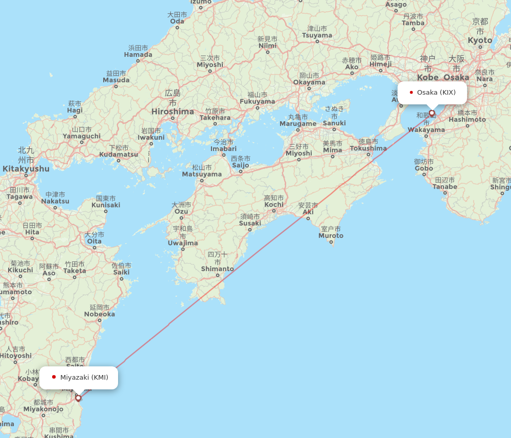 KIX to KMI flights and routes map