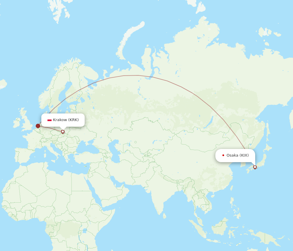 KIX-KRK flight routes