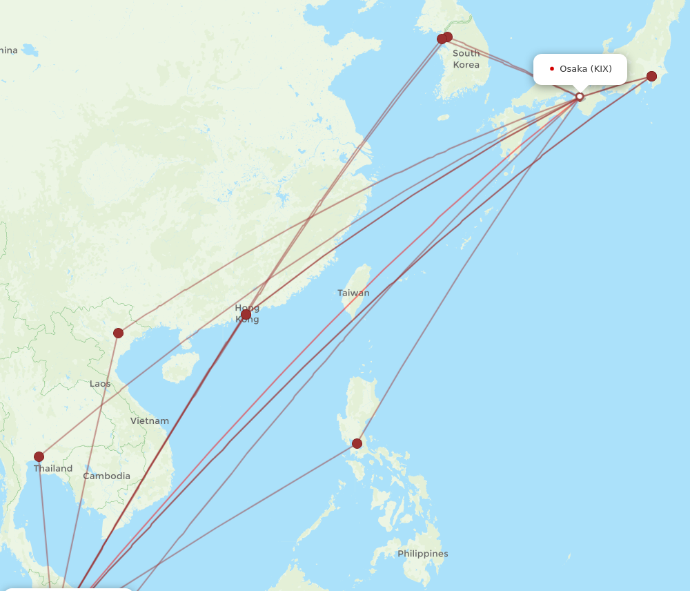 KIX to KUL flights and routes map